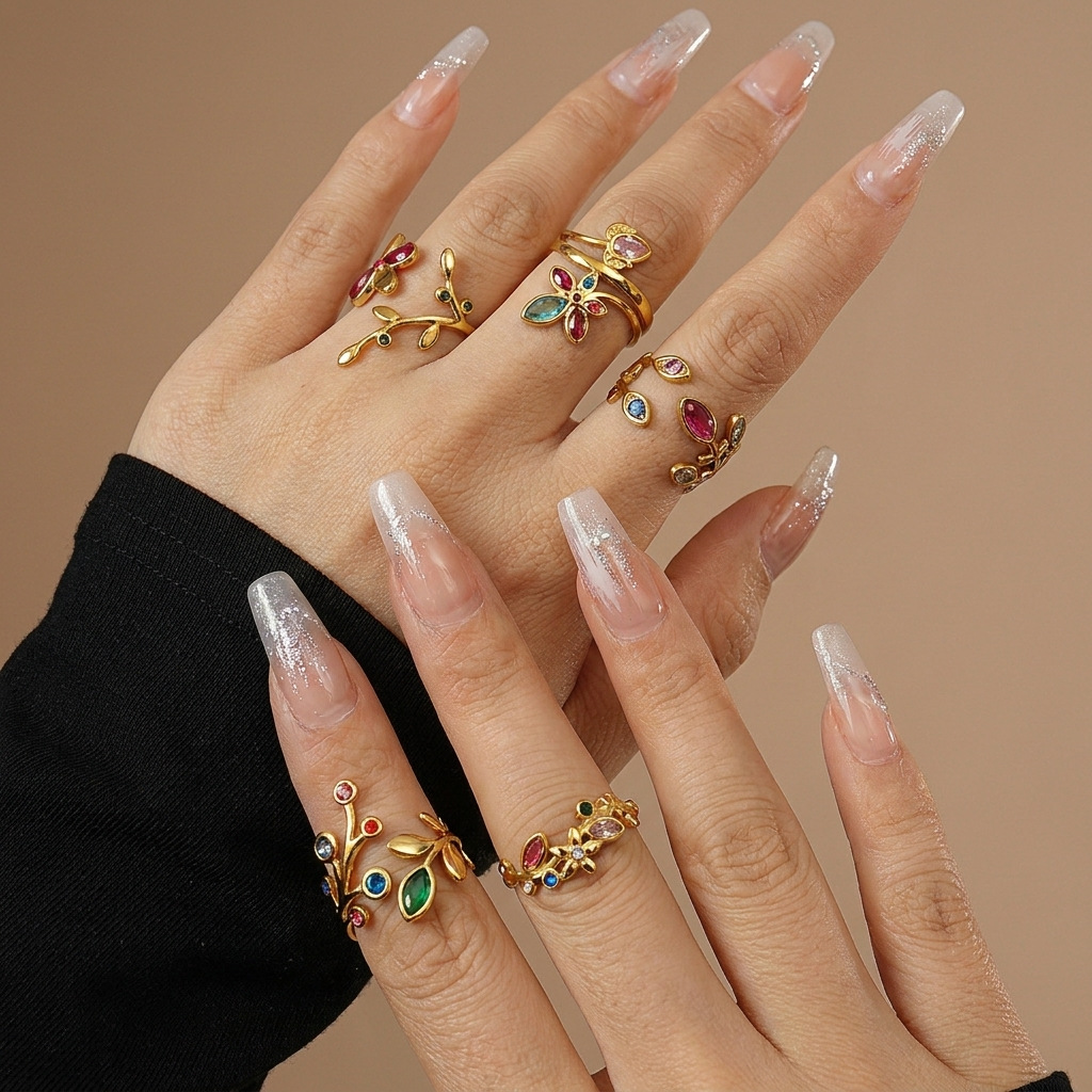 Retro ring, elegant jewelry, European style