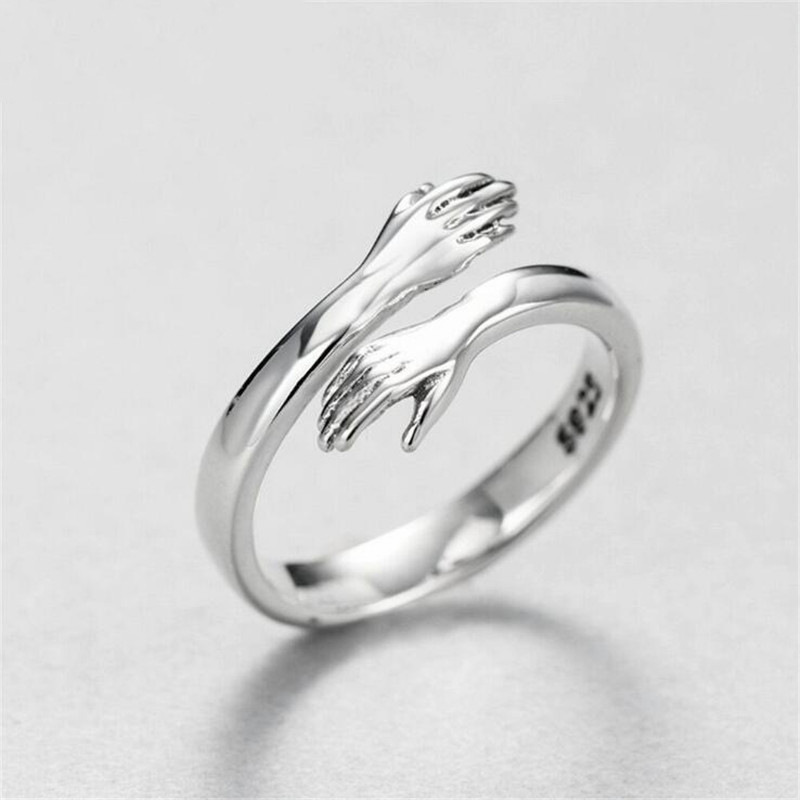 Cross -border hot -selling dual dolphin hug your love hug hugs, hold your hand and open the mouth to adjust the ring manufacturer wholesale
