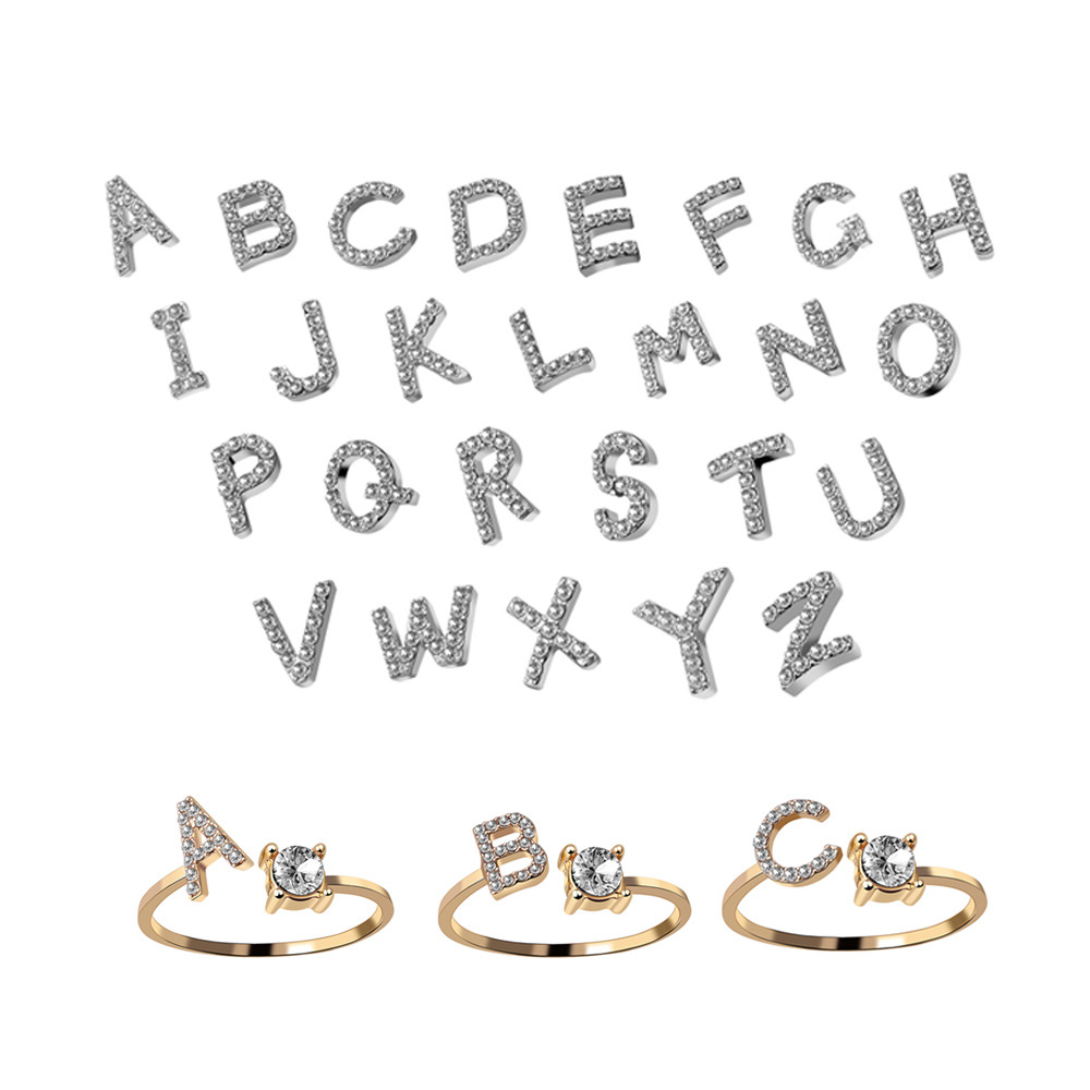 (Cross-border trading), adjustable ring with letters, high-quality style, English letters, for beloved
