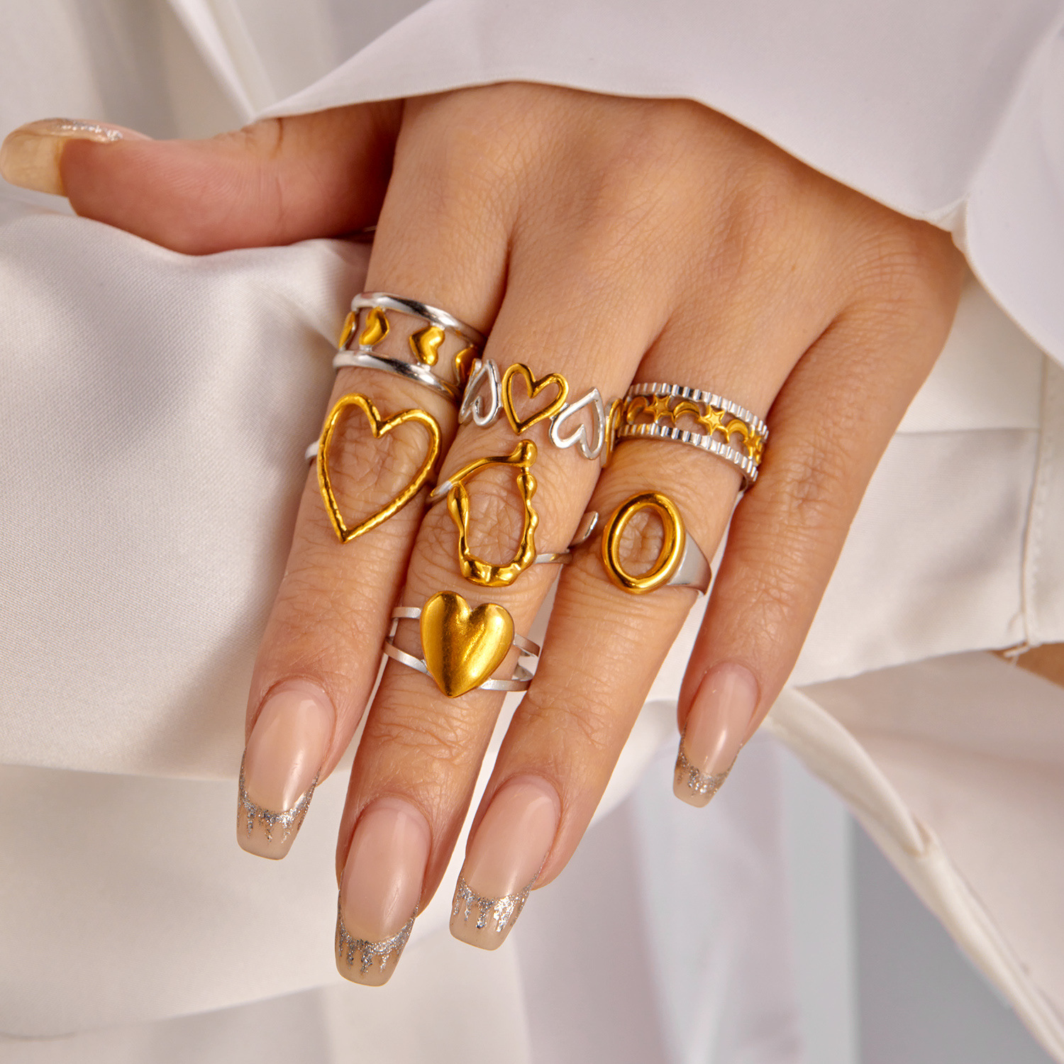 (Cross-border trading), ring, small design set stainless steel, European style, trend of season